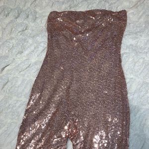 Sequin rose gold one piece fashion nova